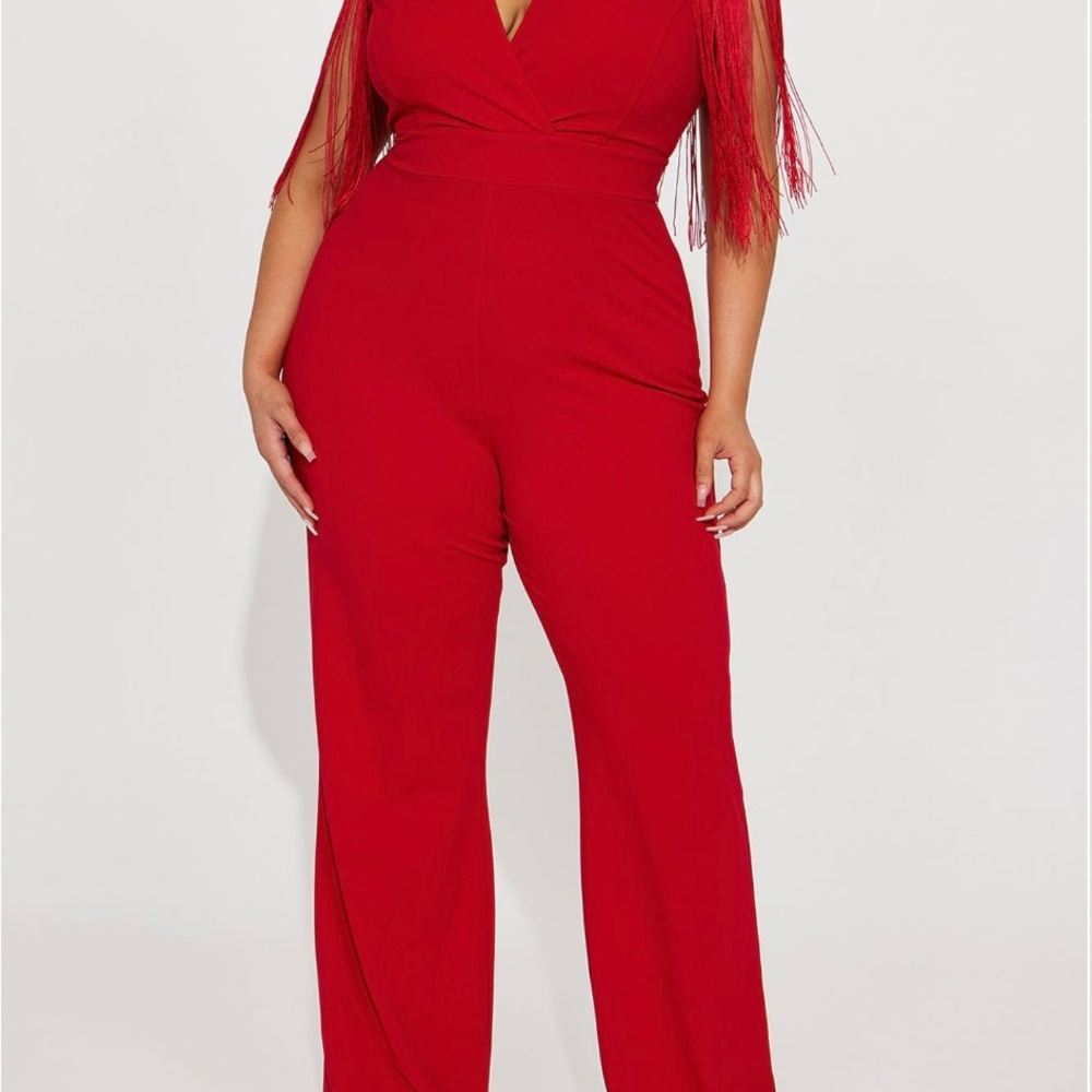 Fashion Nova Bold Red Flare Jumpsuit